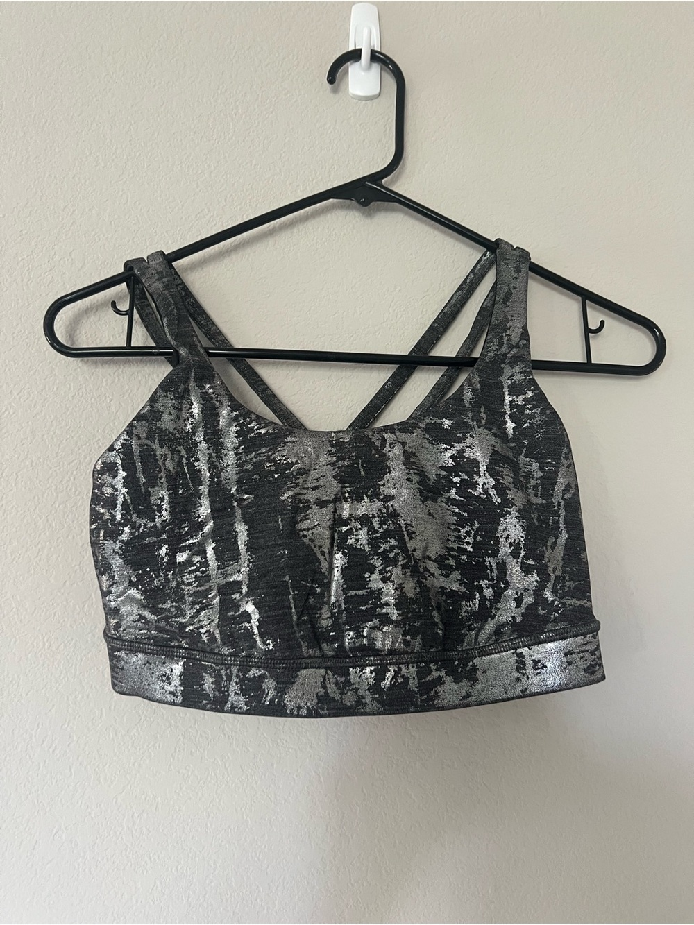 Lululemon Metallic Black & Silver Strappy Sports Bra - Women Intimates